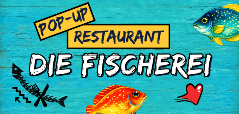 llustratie van Die Fischerei, pop-up visrestaurant in Noordwijk aan zee